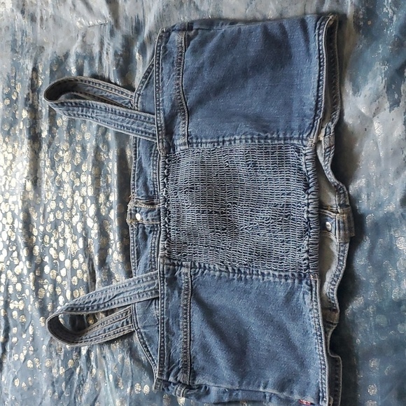 Women's Levi's Button Strap Denim Top 100% Cotton Size L - Picture 5 of 6